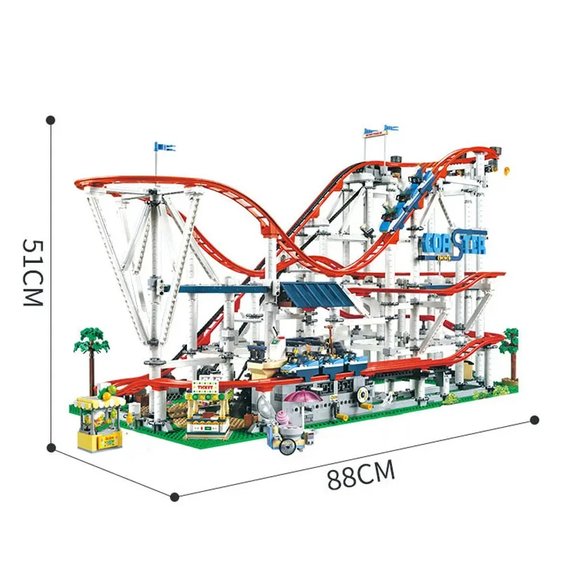 Spot 15039 Roller Coaster Big Roller Coaster Compatible 10261 18003 Diy Model 4619pcs Building Blocks Children\'s Birthday Gifts