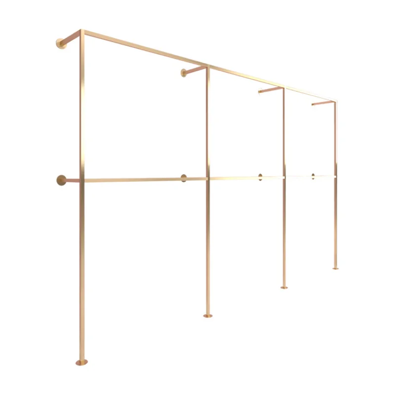 custom.Fashion Lady Retail Store Fixtures Design Luxury Custom Stainless Steel Shop Wall Display Rack Clothing