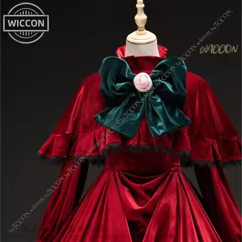 Anime Rozen Maiden Reiner Rubin Shinku Cosplay Costume Women Cute Red Dress Pure Ruby Cosplay Lolita Hat Wig Halloween Set