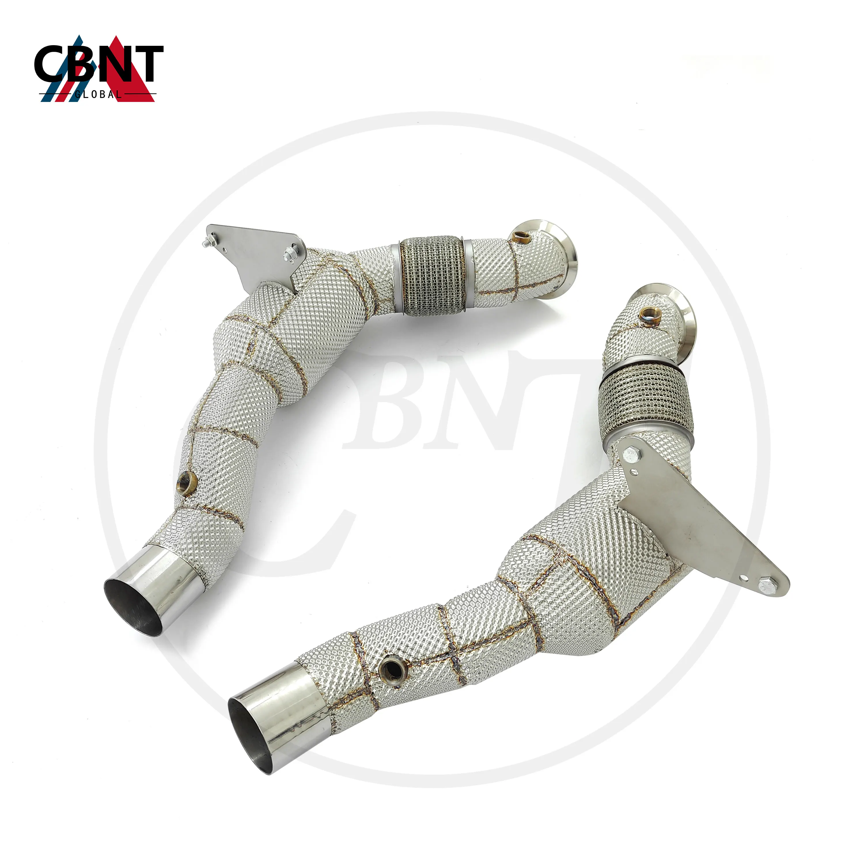 CBNT for Ferrari 458 488 3.9T Downpipe with Catalytic Converter Exhaust Header with Heat Shield SS304 Exhaust System