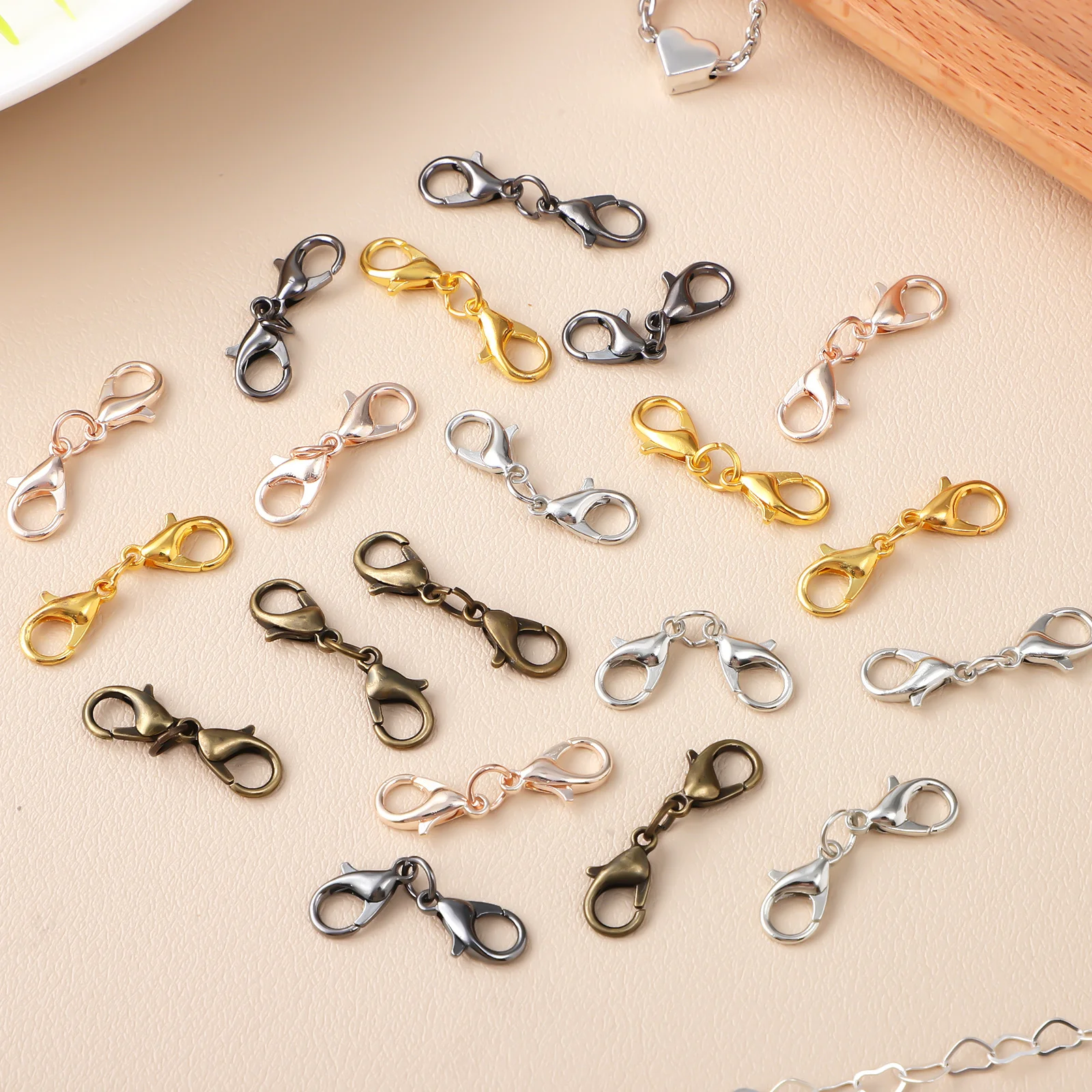 

20Pcs Double Lobster Clasp Extenders Zinc Alloy Jewelry Connector Necklace Bracelet Extension Clasps for DIY Jewelry Making