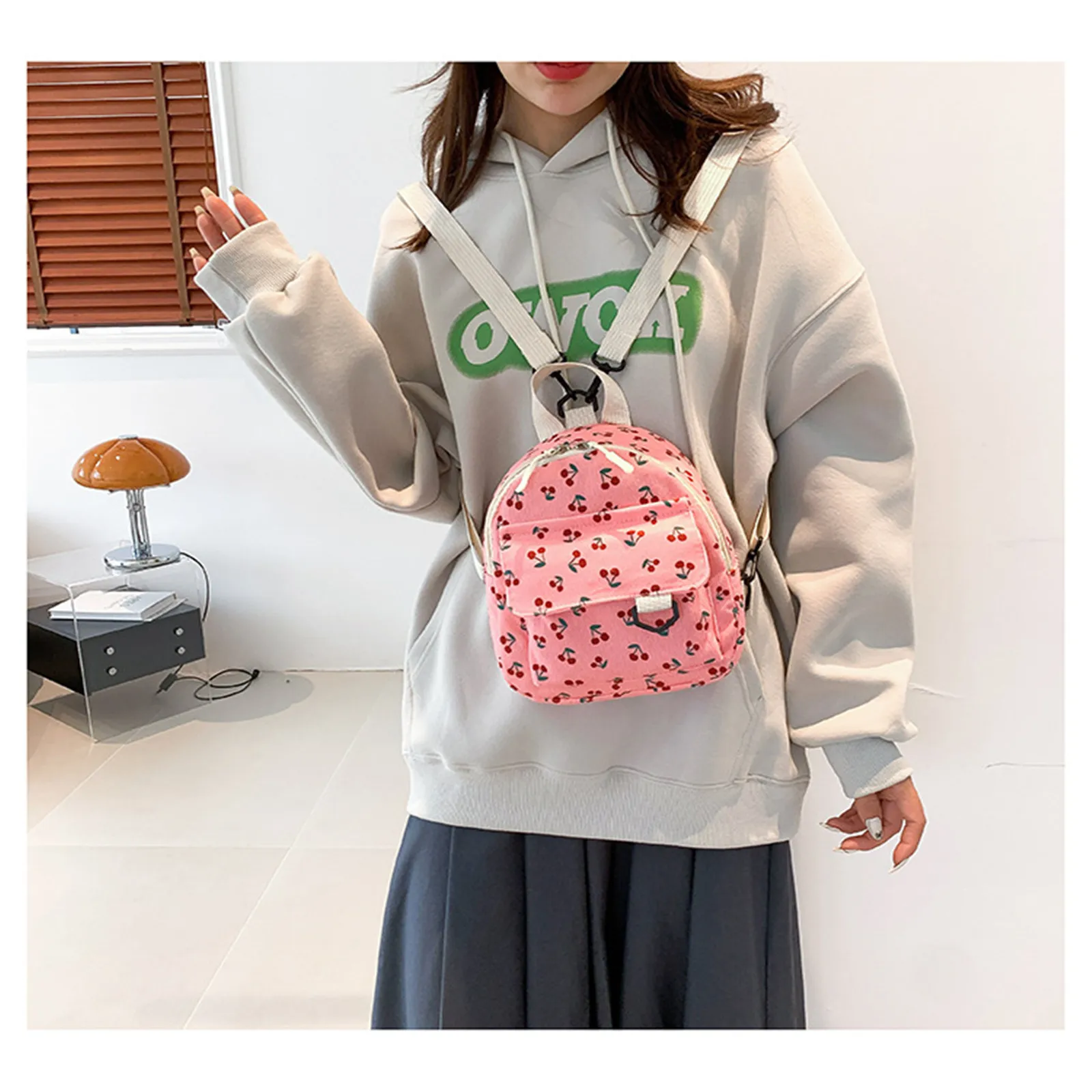 Corduroy Backpack Cute Casual Mini Backpack Fashionable Commuter Bag Portable Mobile Phone Key Tissue Umbrella Storage Bag