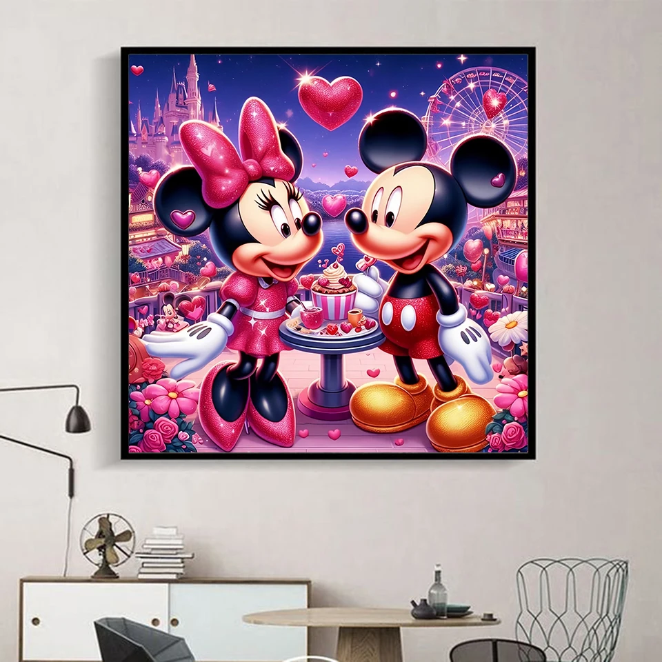 Haft diamentowy Disney Mickey Mouse Minnie Mouse obraz krzyżykowy obraz ścieg haft cyrkonie w pełni z okrągłych rękodzieło