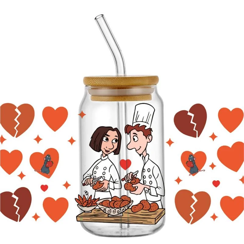 Miniso Cartoon Mouse Chef Decal for 16oz Libbey Glasses UV DTF Cup Wrap Transfer Sticker DIY Mug Waterproof Sticker