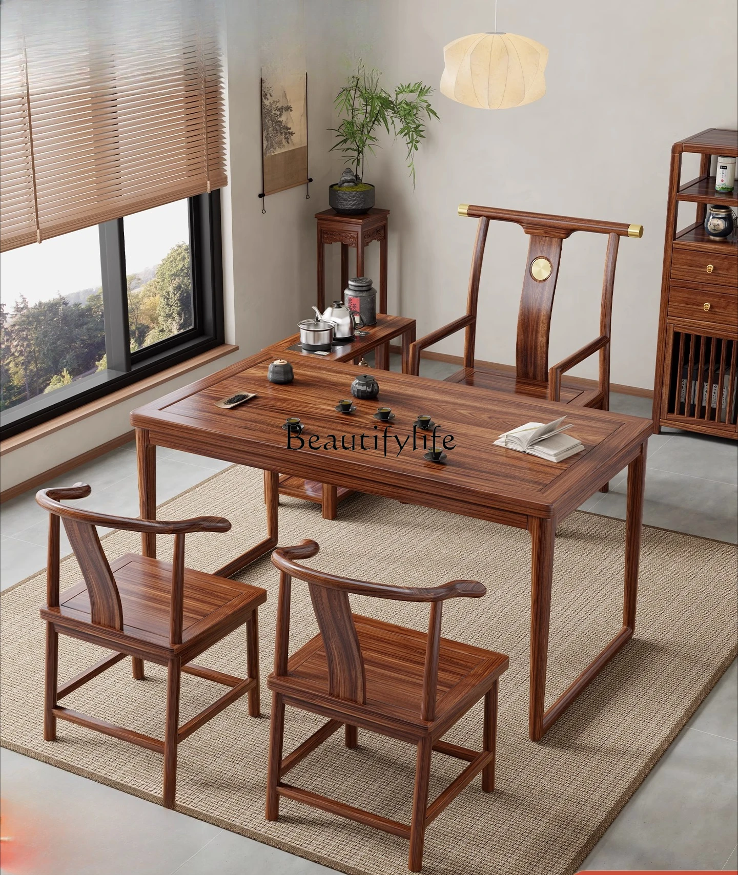 

Solid wood balcony small tea table 2025 new home new Chinese office tea table