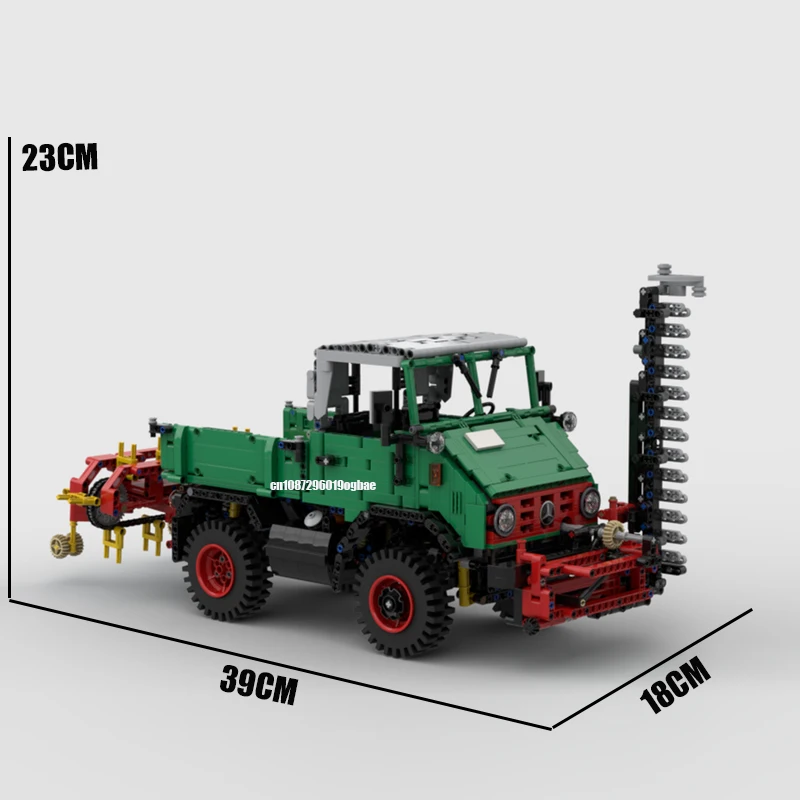 3019PCS Moc city Engineering RC Unimog U411 with band rake and cutter bar model creative ideas Child Toy Gift Technology blocks