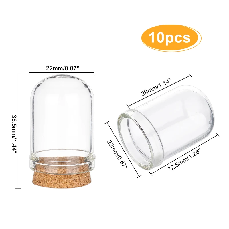10 stks Cloche Bell Jar Display Dome met Kurk Basis 8 ml Mini Glazen Flessen Dome Decoratieve Potten Vitrine voor Bloem Opslag