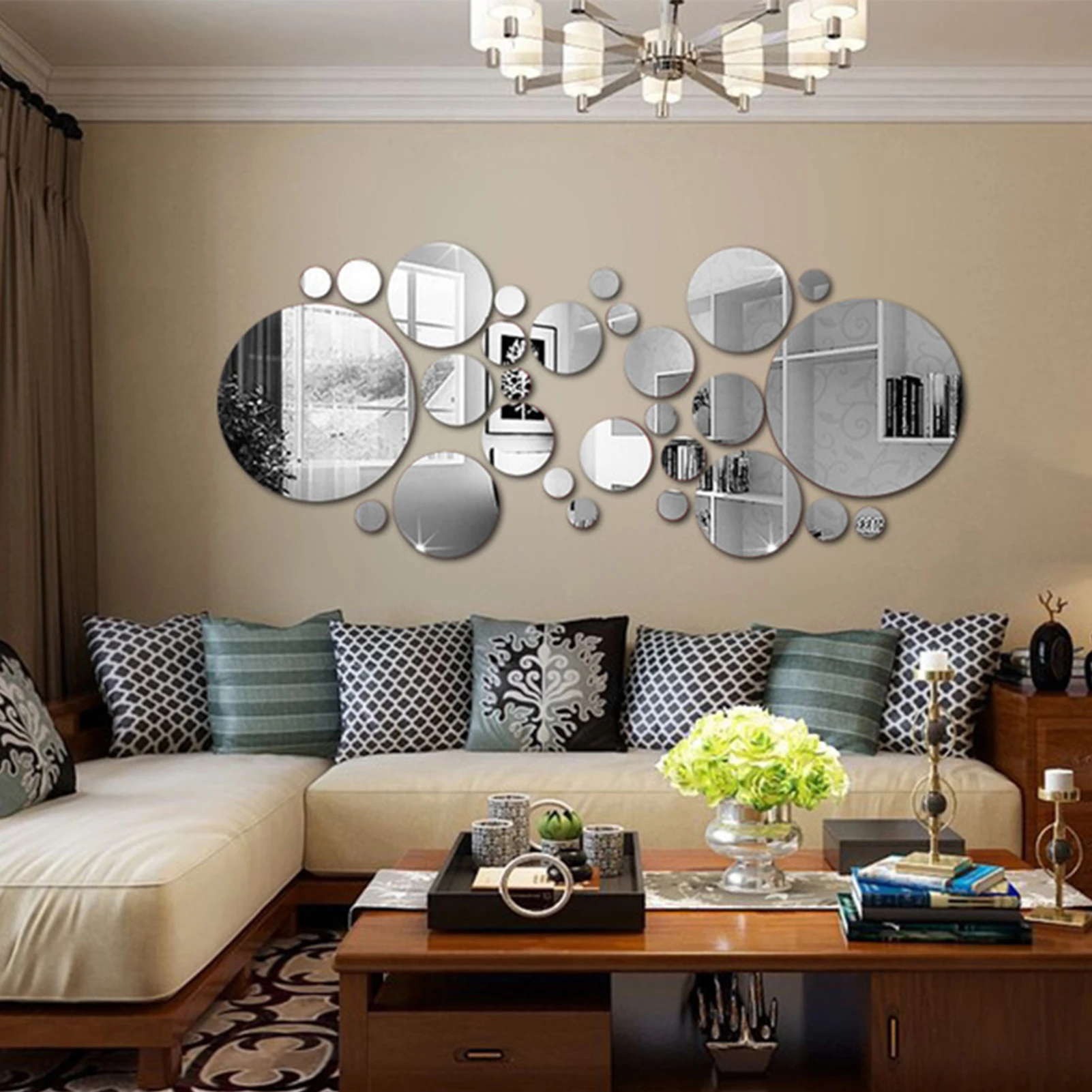 Flexible Mirror Wall Stickers Removable Acrylic Mirror Sheets Setting for Bedroom Living Room Apartment