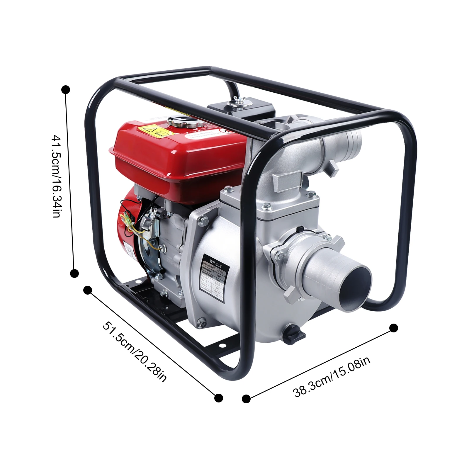 Gasoline Engine Water Pump, 3 Inch 7.5 HP 4 Stroke Gas Powered Trash Water Transfer Pump High Pressure Pump For Irrigation Pool