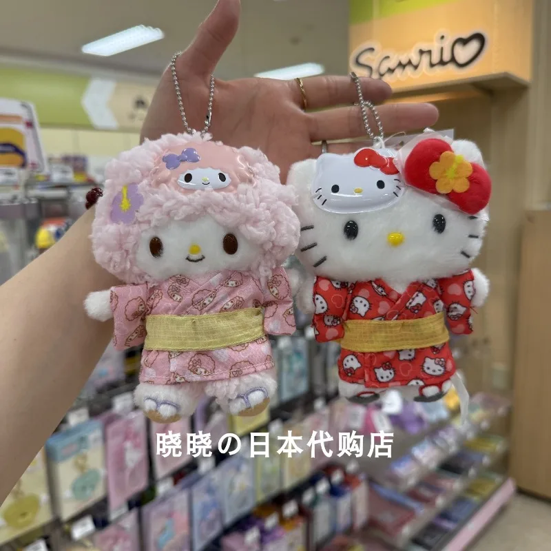 

Sanrio Summer Festival Kimono Mask Kitty Plush Keychain Hangyodon My Sweet Piano Pompom Purin Melody Anime Cartoon Plush Doll