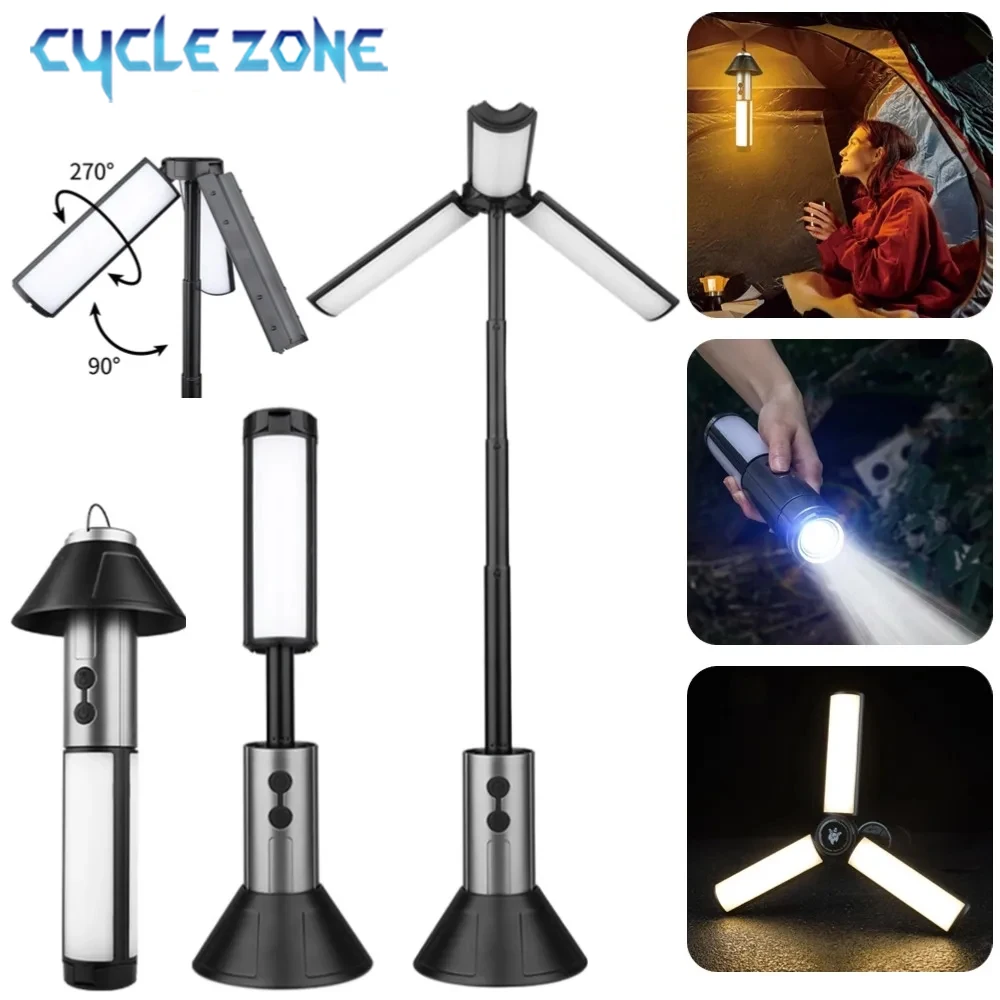 

Multifunctional Telescopic Camping Light Rechargeable Flashlight 2 in 1 Foldable Working Light Outdoor Tent Lamp with Hook