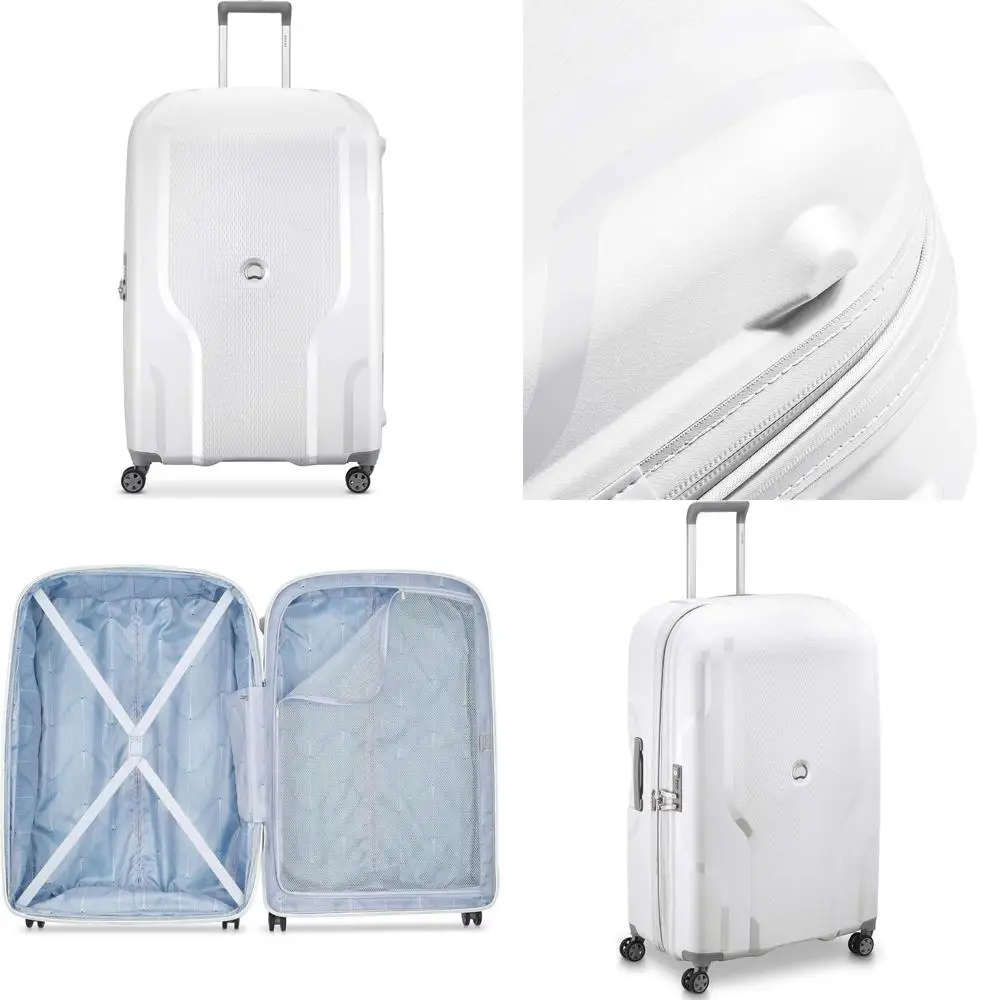 

paris clavel hardside expandable luggage with spinner wheels, white, large 30 inch