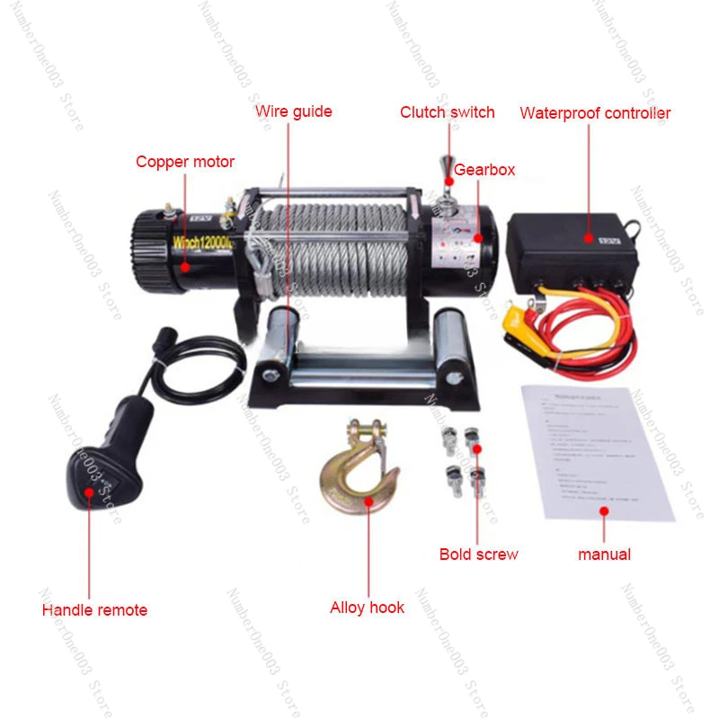 NEW Electric winch 12v car electric hoist off-road vehicle 24v self-help household small wire rope hoist hoist