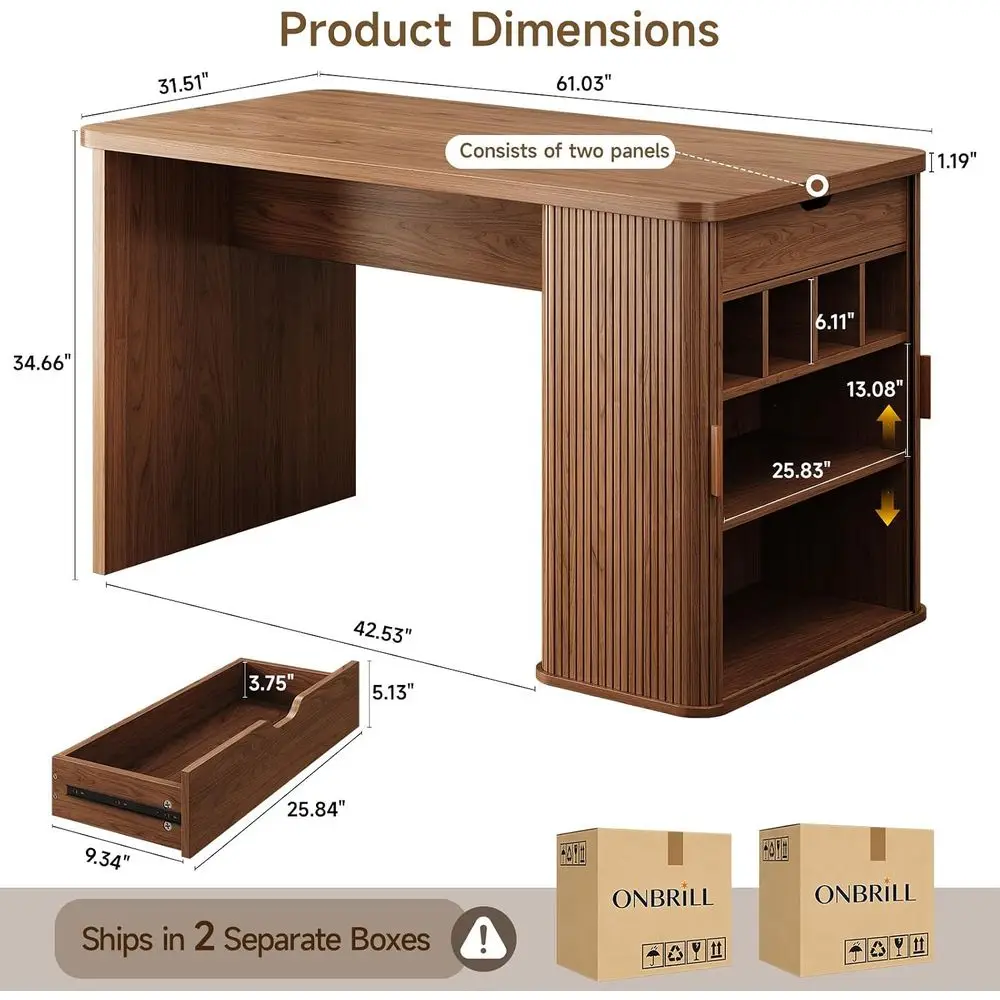 61 Inch Kitchen Island with Storage, luted Counter Height Table, -Century ern Kitchen Island Table with Sliding Door, Home Bar T