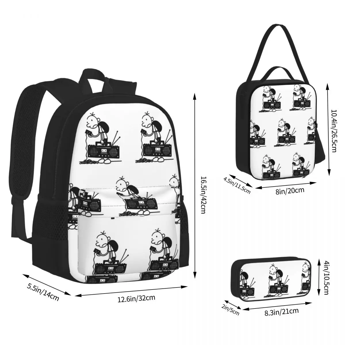 Diary Of A Wimpy Kid Old School Backpacks Boys Girls Bookbag School Bags Children Rucksack Lunch Bag Pen Bag Three-Piece Set