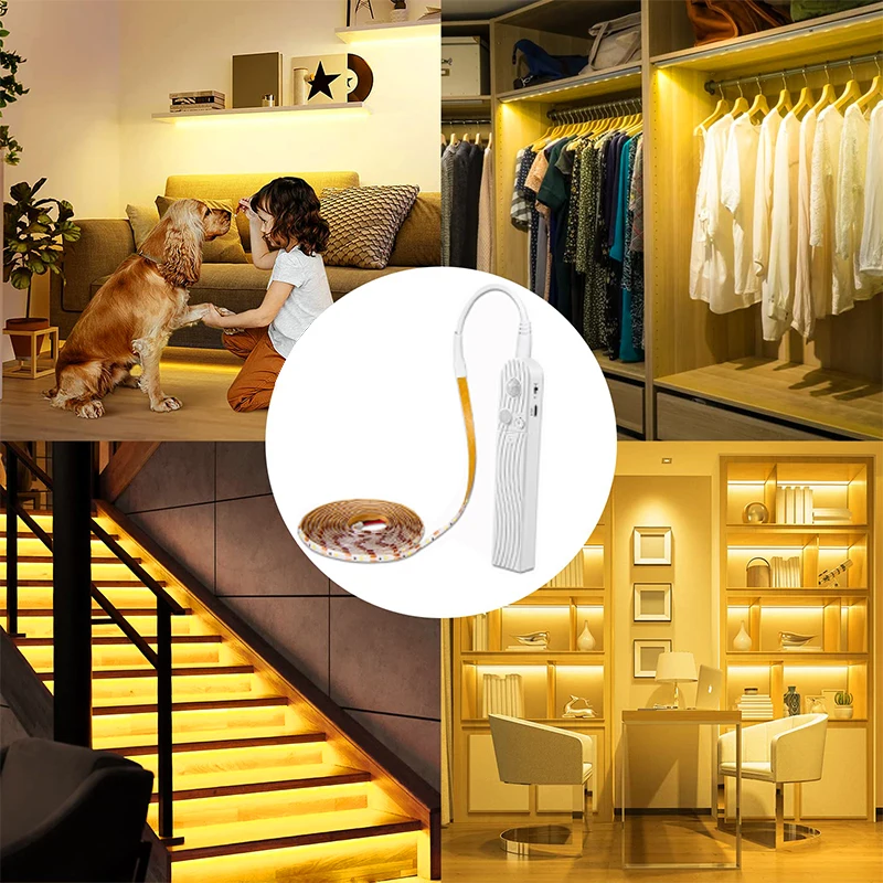 Listwa oświetleniowa LED z czujnikiem ruchu Wodoodporna lampka nocna do szafki kuchennej 1-5M Taśma świetlna do oświetlenia schodów w sypialni w pomieszczeniach