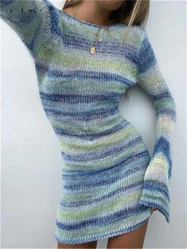 

Вязаный свитер Nadair Tie Dye с длинным рукавом H-Line для женщин, модный, из льняной смеси, с рукавом три четверти, Ciwalk
