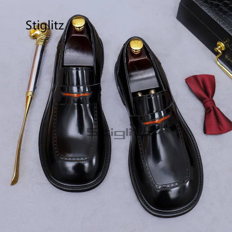 

Men's Genuine Leather Loafers Slip On Casual Shoes Breathtable Round Toe Wedding Dress Business Elegant Party Shoes Male