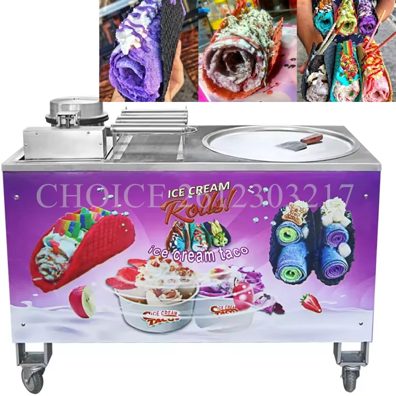 

Commercial High Efficiency Single Round Pan Fried Ice Cream Machine Philippines Fried Ice Cream Roll Cold Plate with Tacos Maker