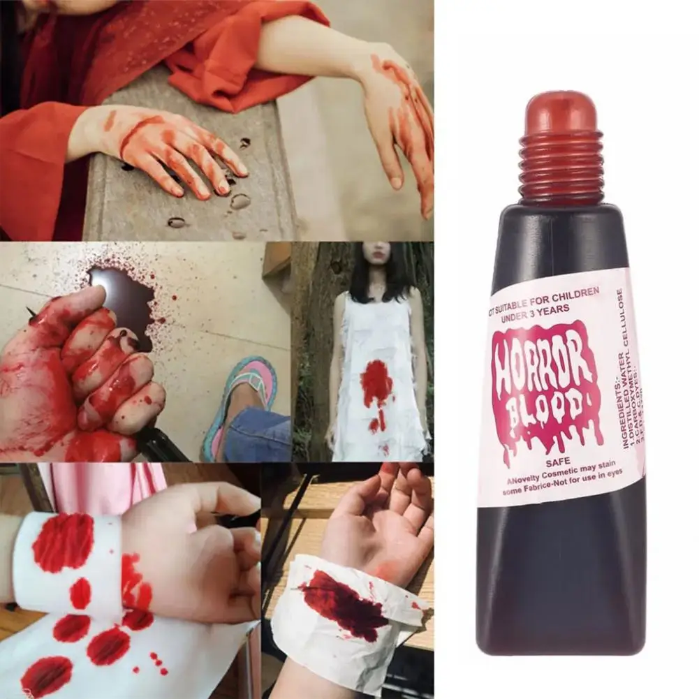 Sangue simulato per decorazioni di Halloween piccolo Kit di trucco Cosplay di Halloween con sangue simulato portatile con realistico