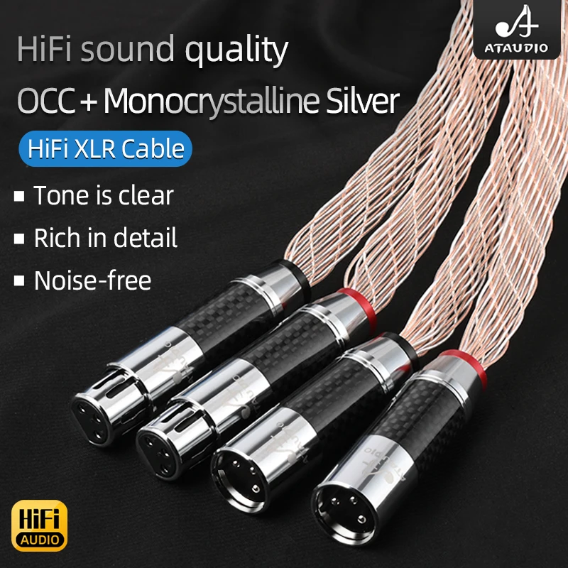 HiFi XLR Cable for Amplifier High Quality 7N OCC Mixed Monocrystalline Silver Carbon Fiber Male Jack XLR Connector Audio Cable