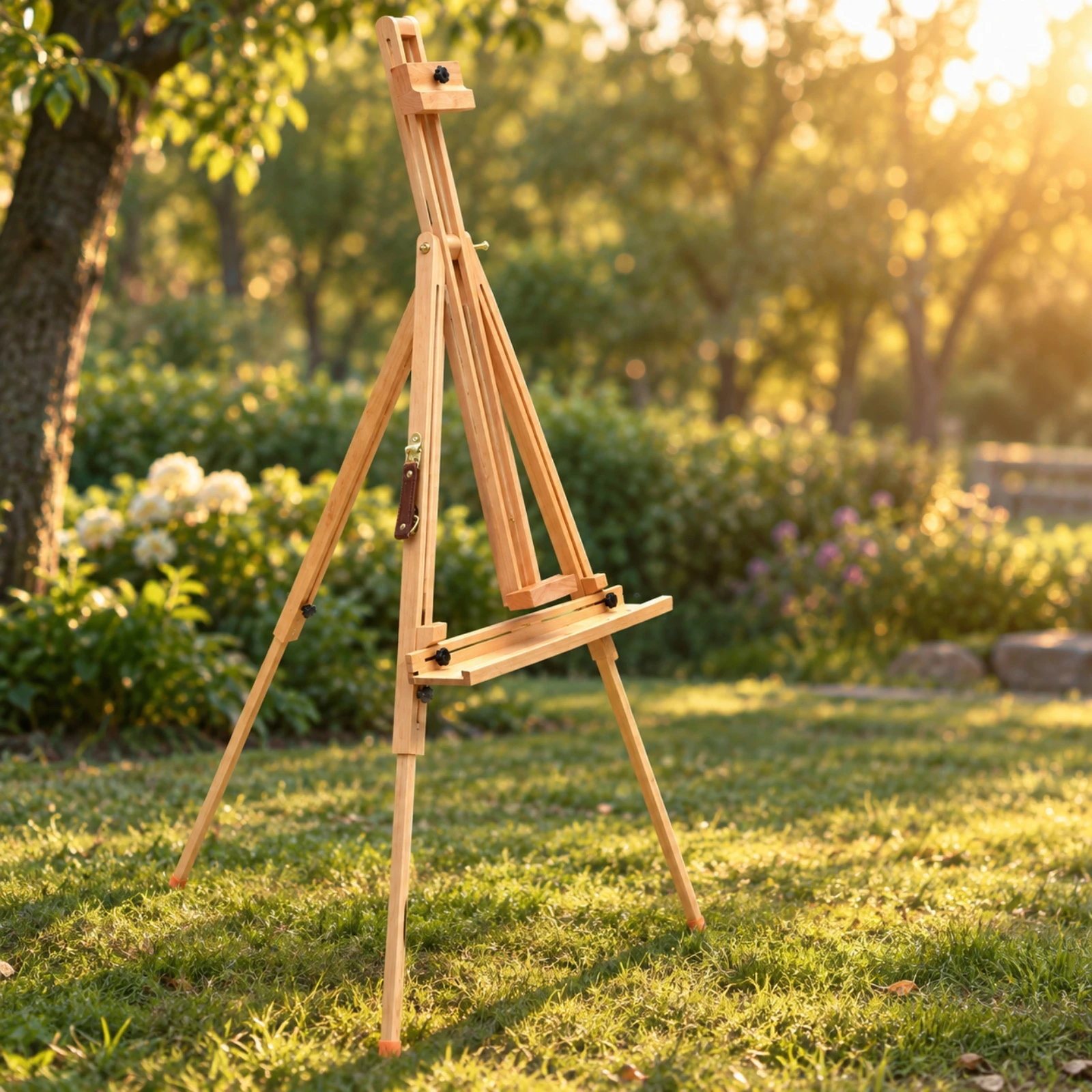 Folding Floor Easel Easy Setup Adjustable Height Easel with Lower Tray Ergonomic Heavy-Duty for Artists, Outdoor Sketching