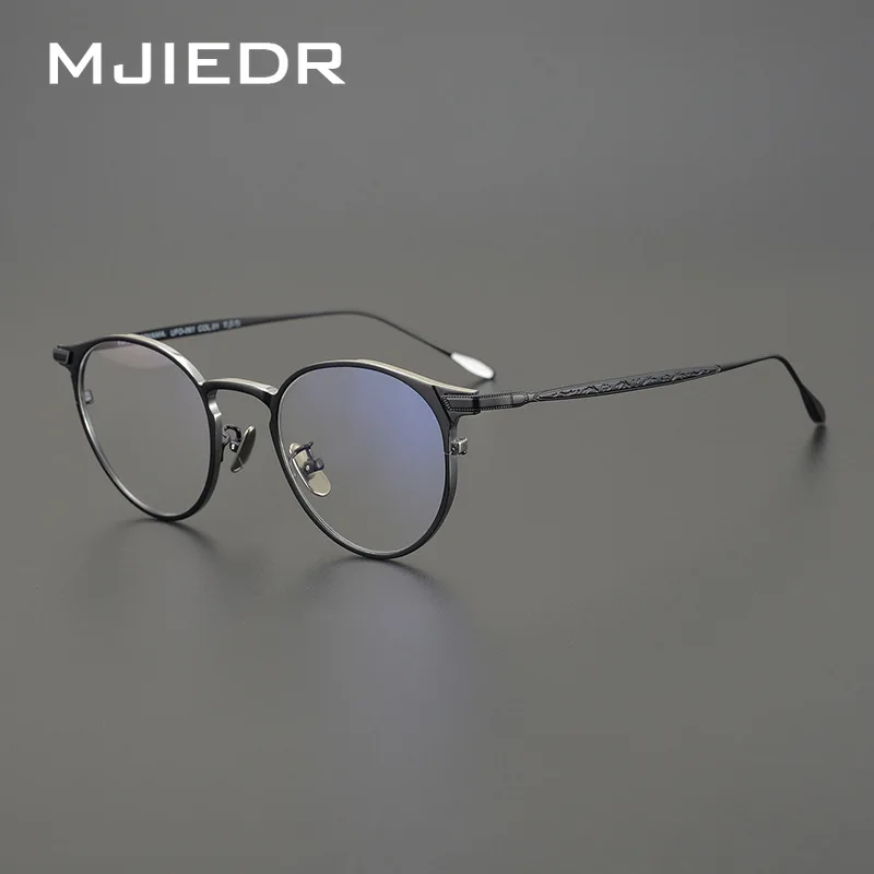 Top Quality Handmade Titanium Prescription Glasses Frames Men Women Luxury Retro Carving Eyeglass Frame Oval Eyewear