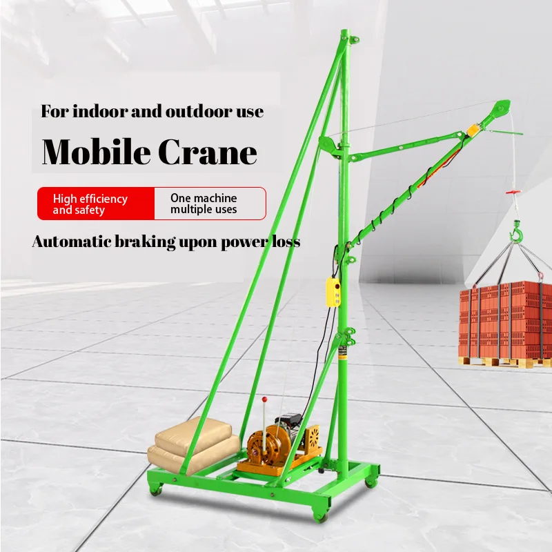 500kg Mobile Electric Crane Crane New Indoor 220v Lifter Crane with Quick Loading Arm Cable Sling Type Decoration