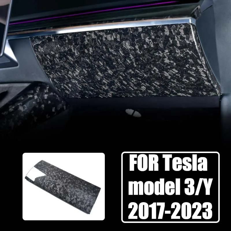 

For Tesla Model 3 Y LHD Car Interior Accessories Real Carbon Fiber Glove Box Cover Sticker Copilot Anti Kick Protection Patch