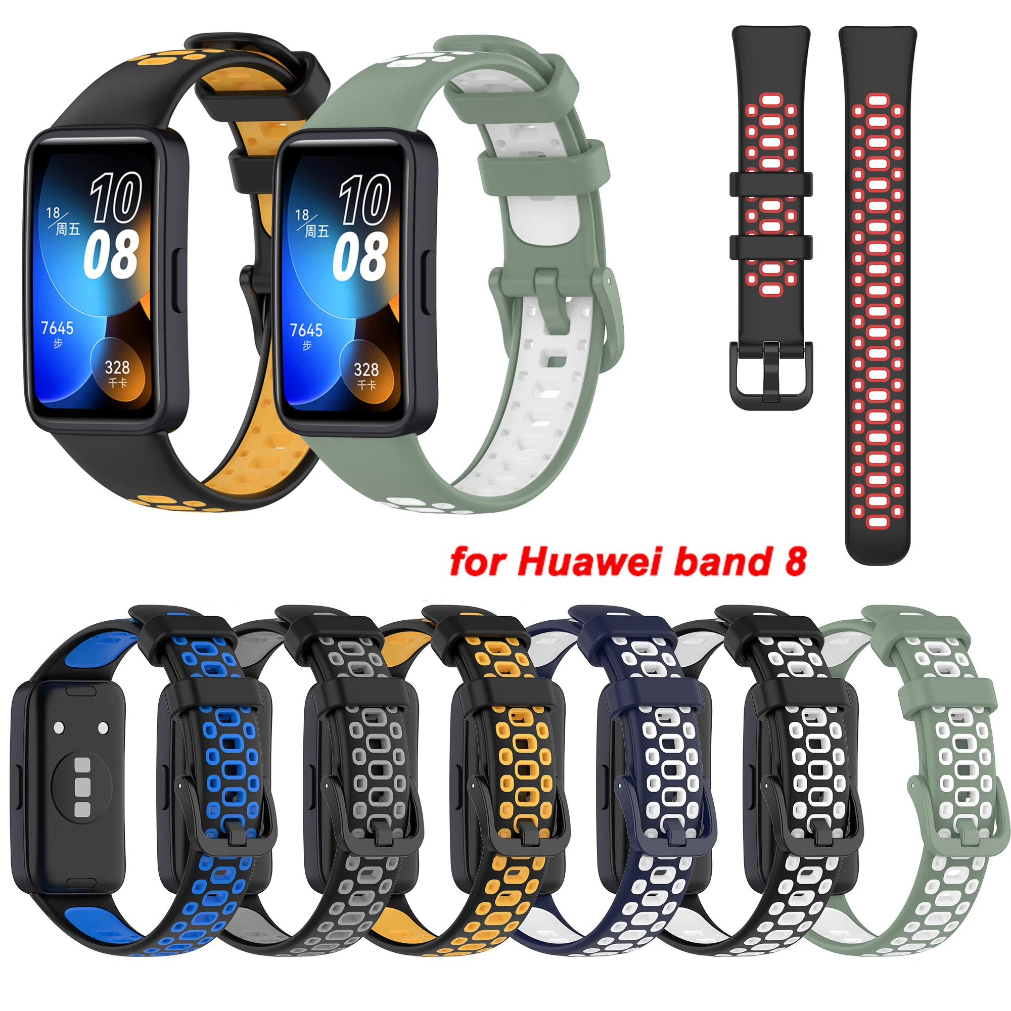 Pulseira de silicone macio para relógio inteligente, colorido, para a banda huawei 8, 7, banda de honra 6, correa