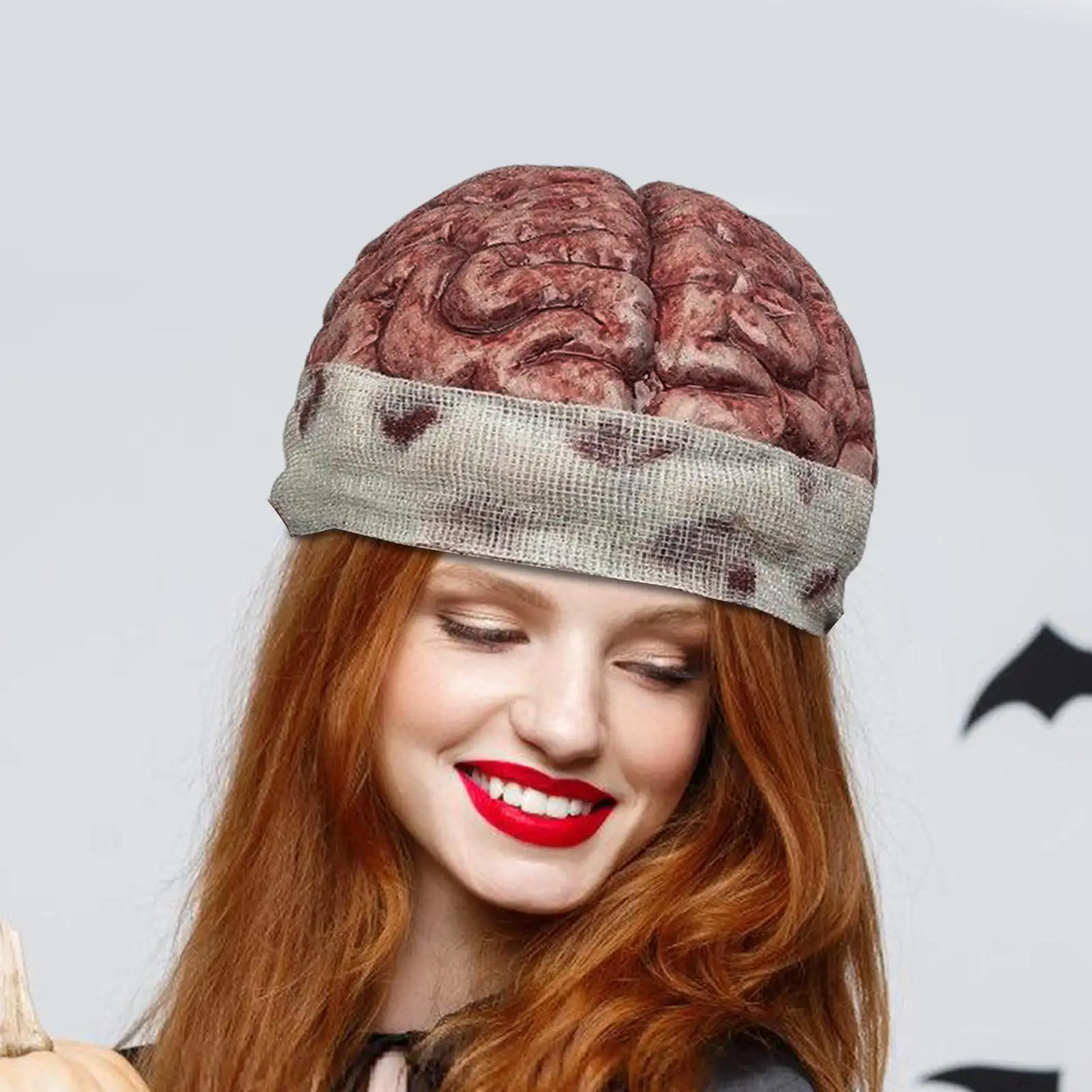 Sombrero cerebral sombrero de fiesta accesorio de disfraz realista 3D accesorio de fotografía para escenario actuación de festival de halloween adultos hombres embrujados