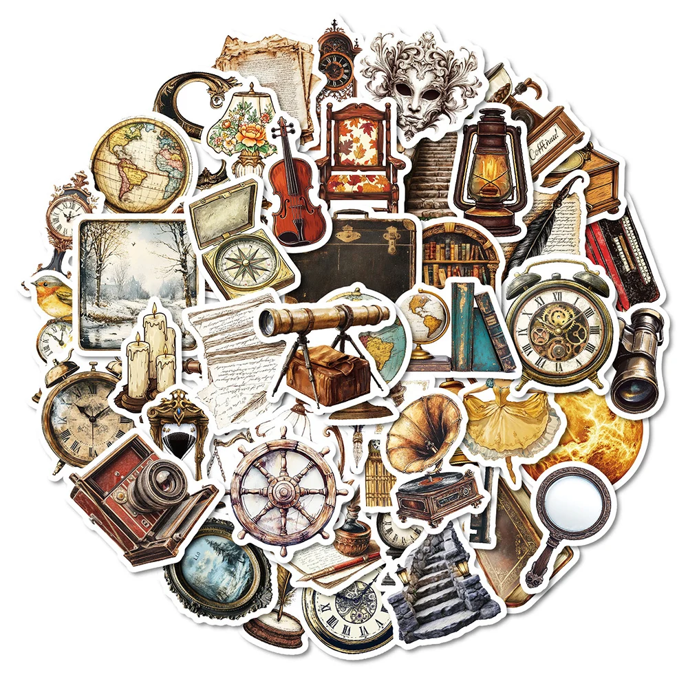

10/30/50pcs European Retro Style Graffiti Stickers Waterproof DIY Scrapbooking Guitar Phone Car Vintage Cartoon Decals Wholesale