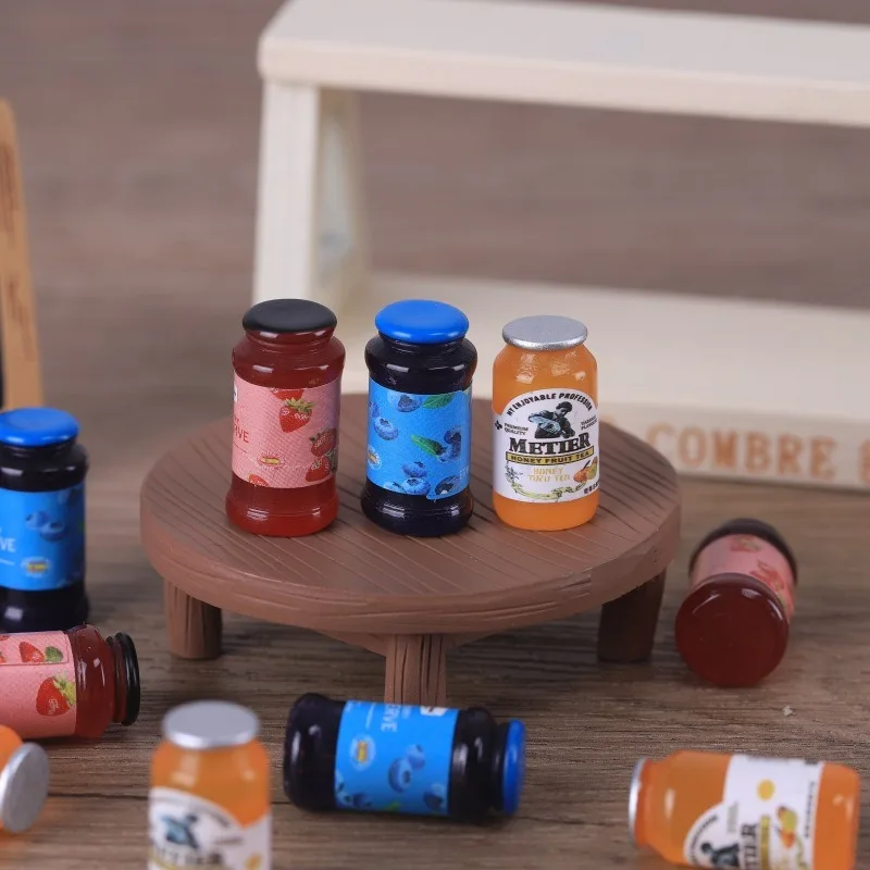 10 Uds. Casa de muñecas en miniatura, juego de comida, Mini simulación de naranja enlatada con salsa de arándanos, accesorios de decoración para muñecas, Juguetes