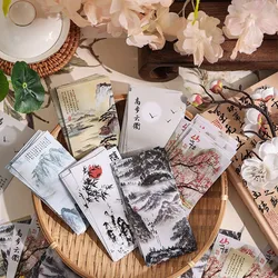 20 Pcs/pack Traditional Chinese Painting Stickers Vintage Self Adhesive Paper Sticker for Crafts Decor Envelope Bag Seal Diary