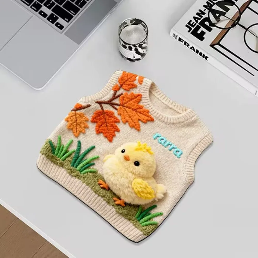 Niedlicher Pullover mit bedrucktem Muster, gelbes Huhn, Cartoon-Tier-Design, Computermatte, tragbares Mauspad, Desktop-Dekoration