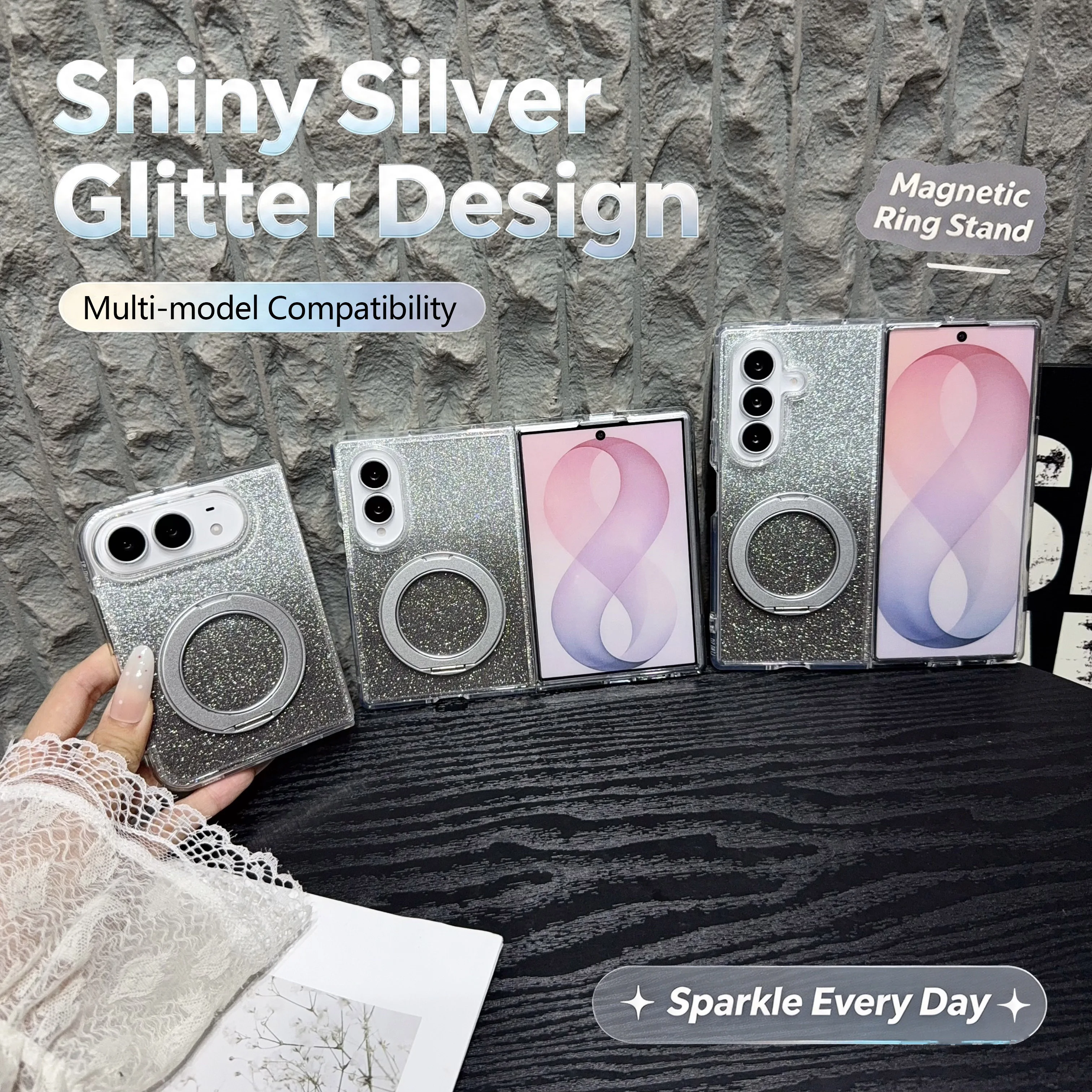 For Samsung Galaxy Z Fold5 6 7 8 8Ultra Sparkly Glitter Shockproof Case ...