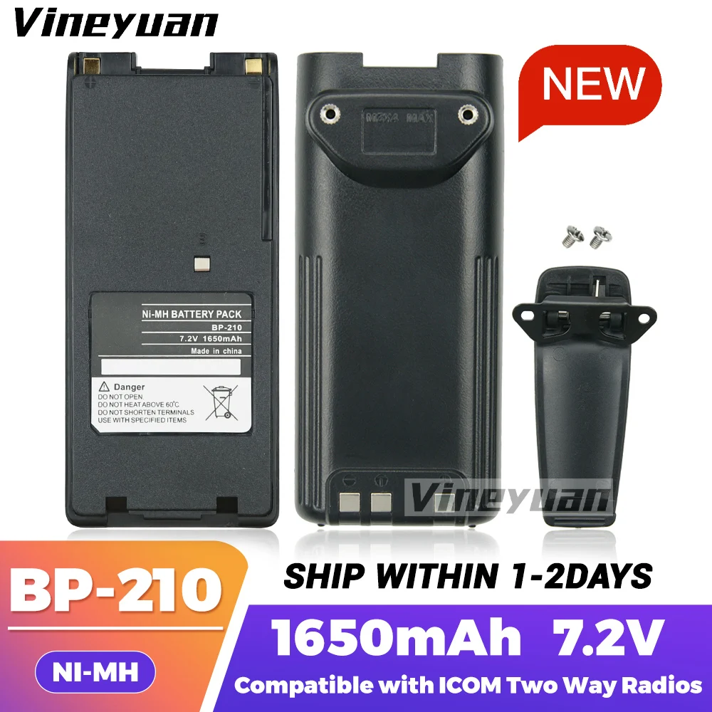 

NEW BP-210 1650mAh Replacement NI-MH Battery for ICOM IC-A26 IC-F11 IC-F12 IC-F21 IC-F31GT IC-F30GS IC-V8 IC-V81 BP-209N Radios