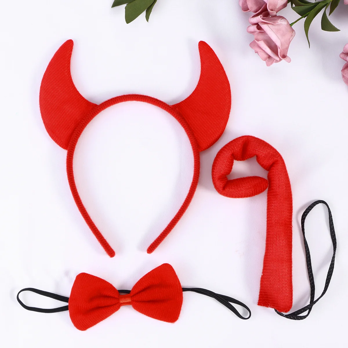 3 uds. Diadema con orejas de gato para niños, pajaritas, conjunto de cola, disfraz de Cosplay de fiesta (negro), conjunto de cosplay de gato