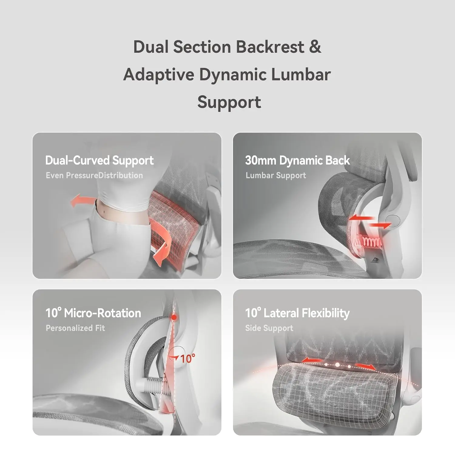 Ergonomic Office Chair, Desk Chair with 3D Flip-up Armrests, Computer Chair with Dual Back Design and Adaptive Dynamic Lum