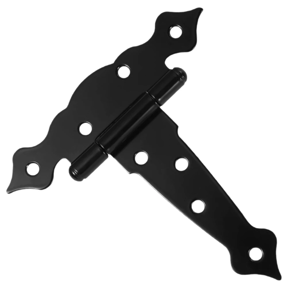 Черная Т-образная петля, сверхмощные дверные петли для сарая, фурнитура для ворот сарая, кованое железо, наружное деревянное крепление для забора для домашнего сада