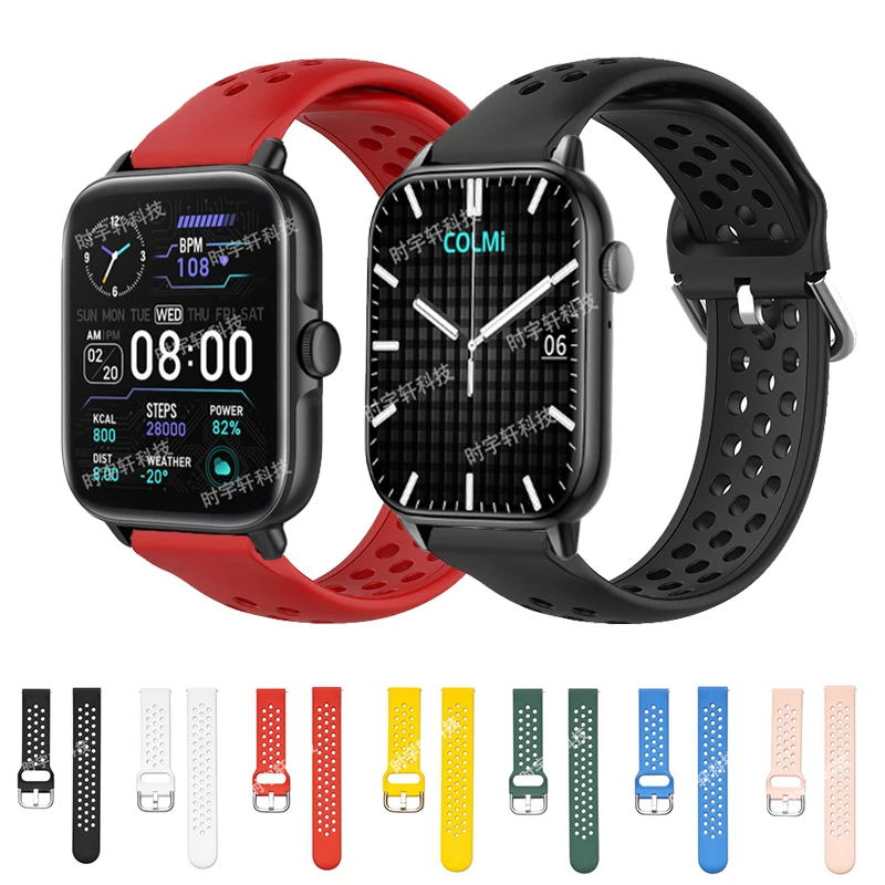 20mm Silicone Strap For COLMI C80 C61 C60 Smartwatch Sport Band For COLMI P28 Plus/P8 Pro/P9/M40/V23 Bracelet Accessories