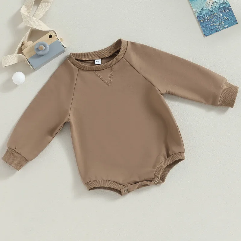 Newborn Baby Girl Boy Sweatshirt Bodysuit Spring Autumn Clothes Solid Color Long Sleeve Jumpsuits for Kids Baby Items Clothing