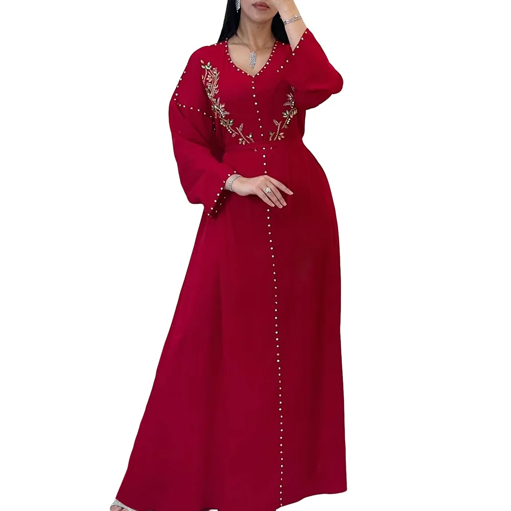 Teal Muslim Abaya with Stand Collar and Exquisite Floral Embroidery Ideal for Islamic Festivities and Ramadan Celebrations 4