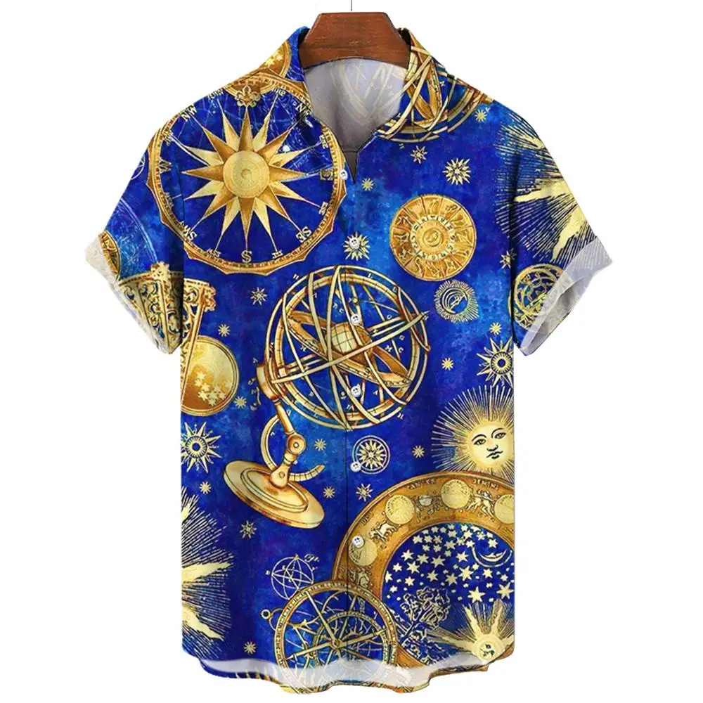 Men's Shirt for Men Dark Night 3D Men's Shirt Hawaiian Summer New Oversized Tops Buton Short Sleeve Loose Male Clothes