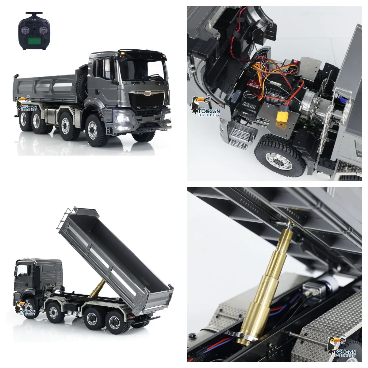 

Гидравлический самосвал 8x8 RC, металлическая кабина, масштаб 1/14, самосвал с радиоуправлением, 2-скоростная модель грузовика со звуковым светом, набор игрушек