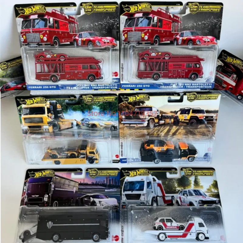 Hot Wheels Premium Car Culture Team Conjunto de transporte Ferrari 250 Lykan Hypersport Toyota Ae86 Escala 1:64 Vehículo de recogida fundido a presión