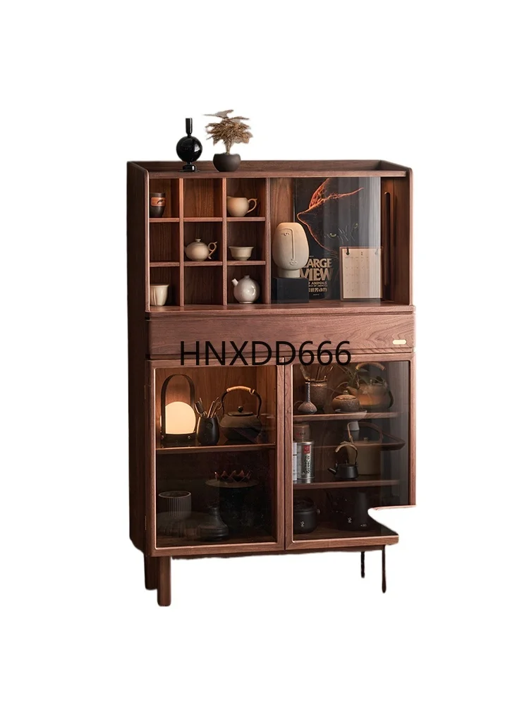 

Solid wood tea set display cabinet sofa side cabinet