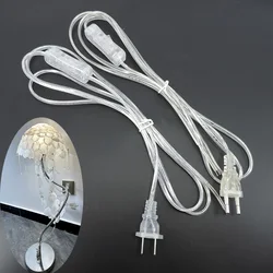 1.8m Transparent AC Power Cord America European 303 Online Switch US EU Extension Cable Wiring Desktop for LED Lighting Strip o