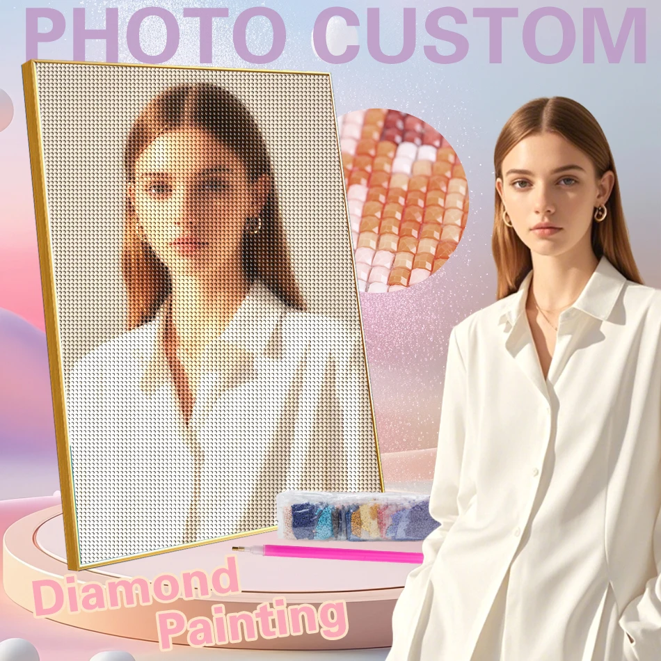 RUOPOTY Foto-Diamantmalerei, personalisiertes 5D-Diamantbild zum Selbermachen, quadratische/runde Diamanten, Kunsthandwerk