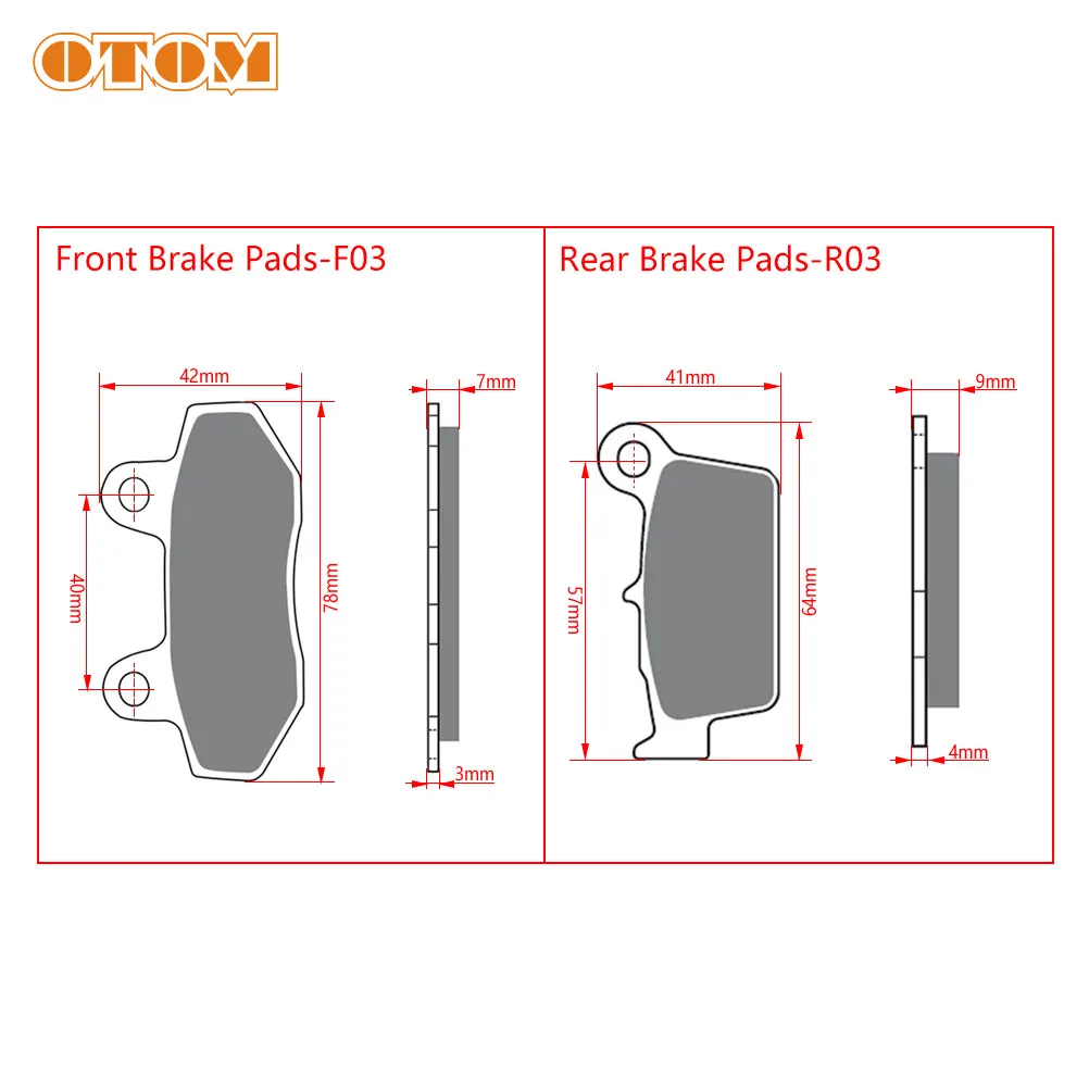 OTOM Motorcycle Front Rear Brake Pad F03 R03 Motocross Motorbike Copper Sintering Base Braking Disk For KAYO T4 T6 K6 X2 K16 K18